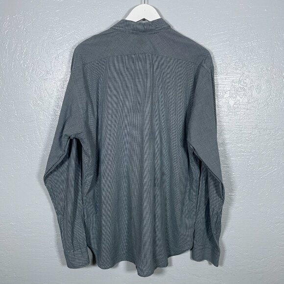 Billy Reid Men XXL Blue White Micro Plaid Button Front Shirt Cotton Preppy Italy - Picture 5 of 10